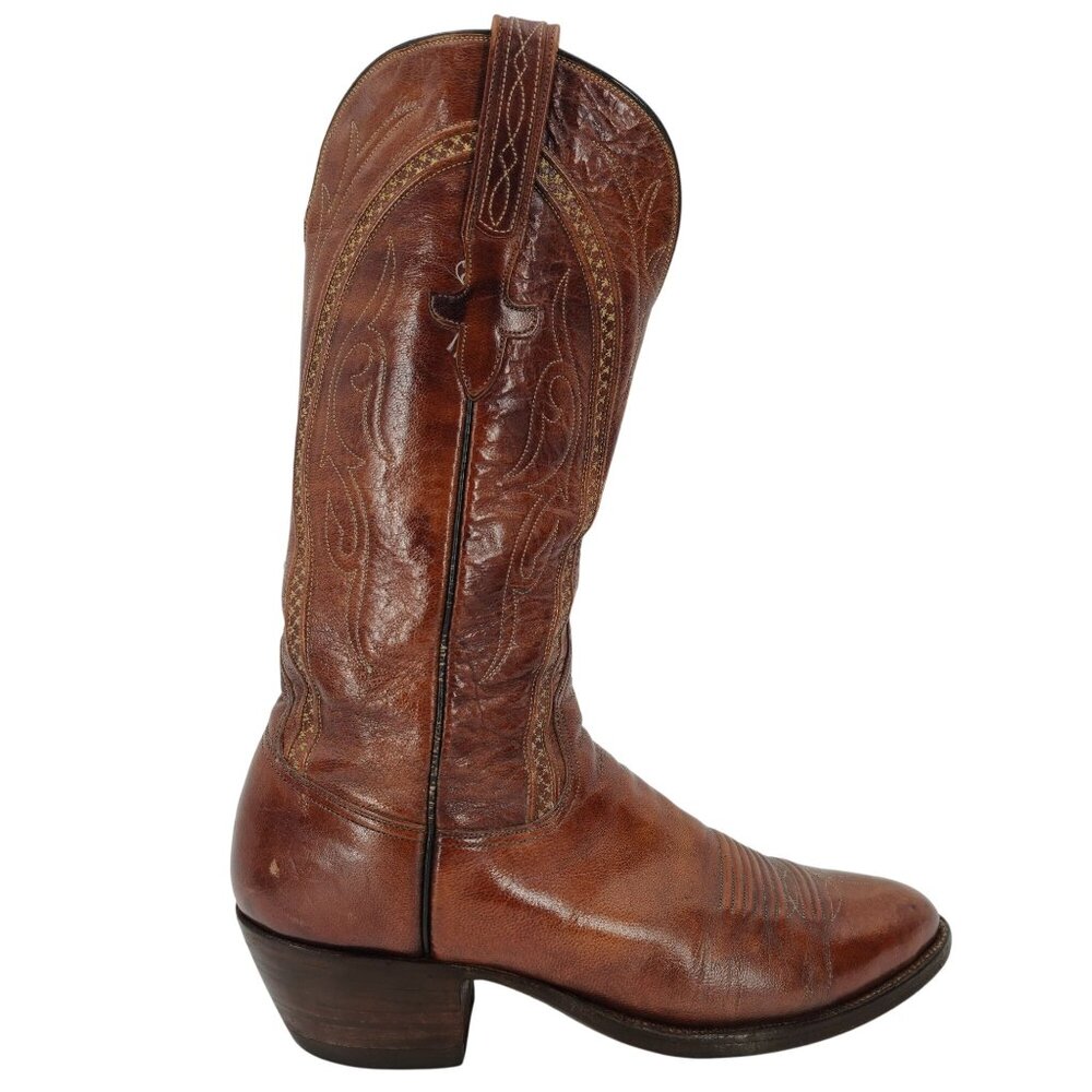 Vintage Lucchese San Antonio Men 8.5D Brown Leather Classic Cowboy Western Boots - Picture 12 of 16